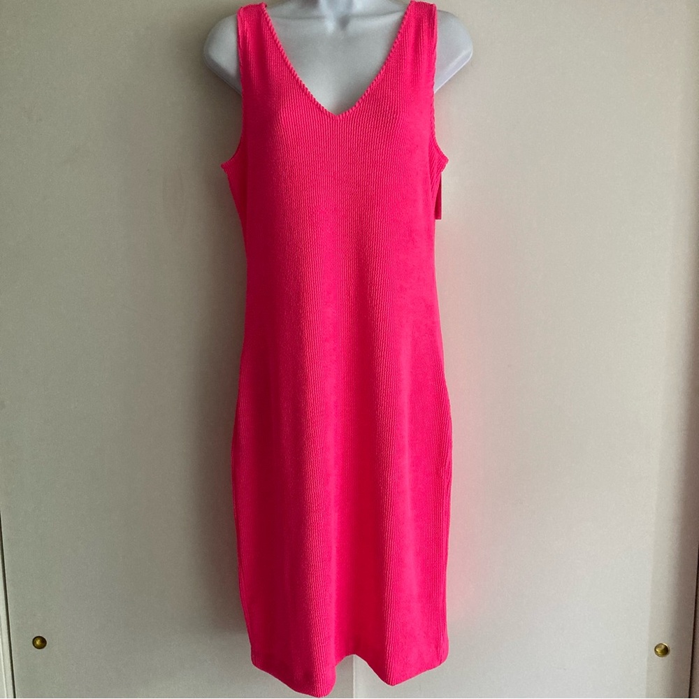 Lilly Pulitzer Stassi Knee Length Textured Scrunch Dress In Roxie Pink, NWT Sz M
